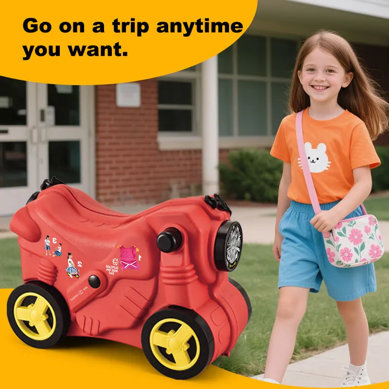 

Kids Luggage Plastic Savour Suitcase for A Child Portable Cute Small Motorcycle Kids Suitcase Ride on，child Travel