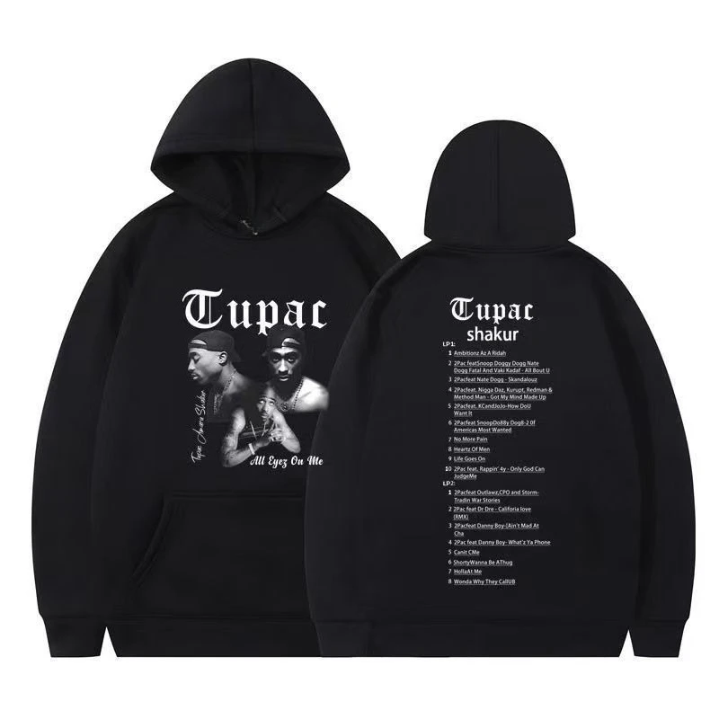 2026 Cross-border Autumn and Winter Rapper Tupac 2pac Hip-hop Hoodie Men's Fashion Hoodie with Fleece