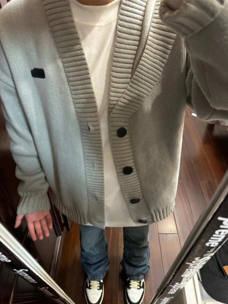 

Мужской вязаный кардиган-свитер в американском стиле, весна-осень, с асимметричным дизайном, мягкий и комфортный, премиум-класса