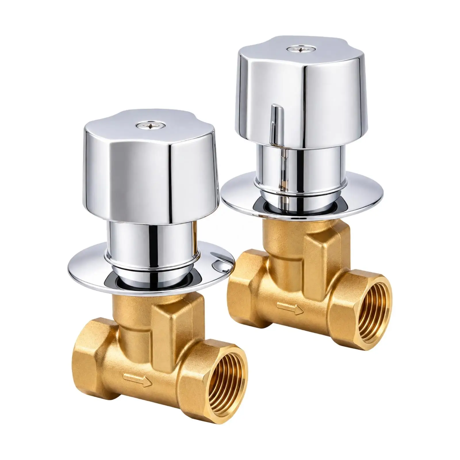 2 Pieces Threaded Port Water Control Valve Easy to Operate Plumbing Valve with Mounting Flange for Renovation Projects