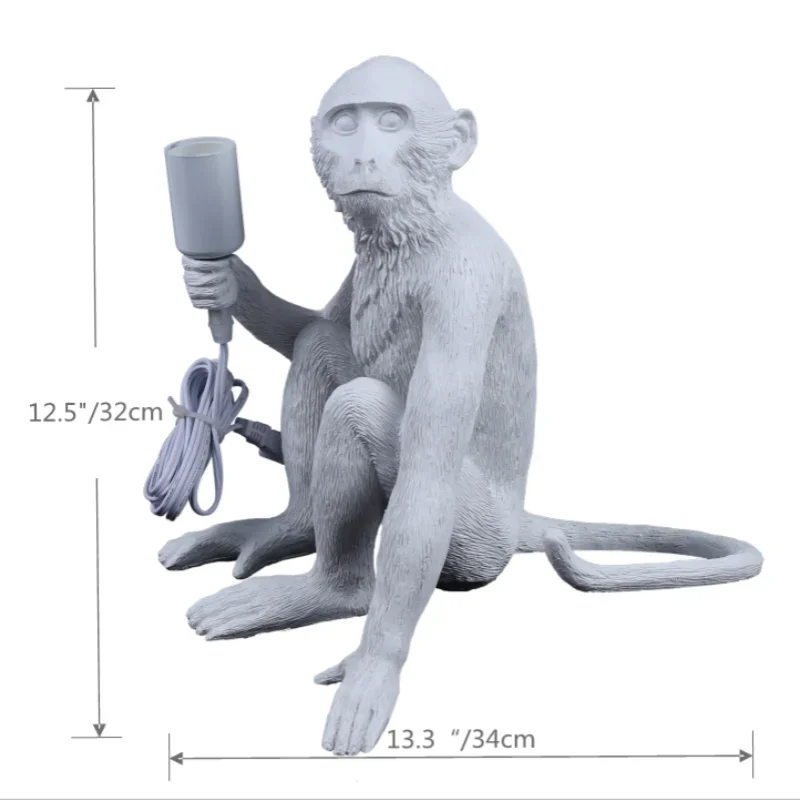 Monkey Table Lamp Sitting Monkey Light Creative Desk Lamp Vertical Resin Table Light Gift for Home Office Bedroom Décor