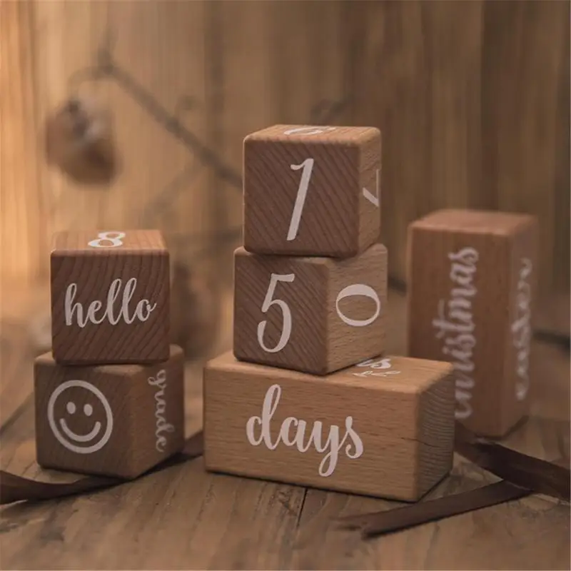 Baby Milestone Blocks Wooden Milestone For Babies Digital Milestones Age Block Set For Baby Shower Baby Age Photo Blocks