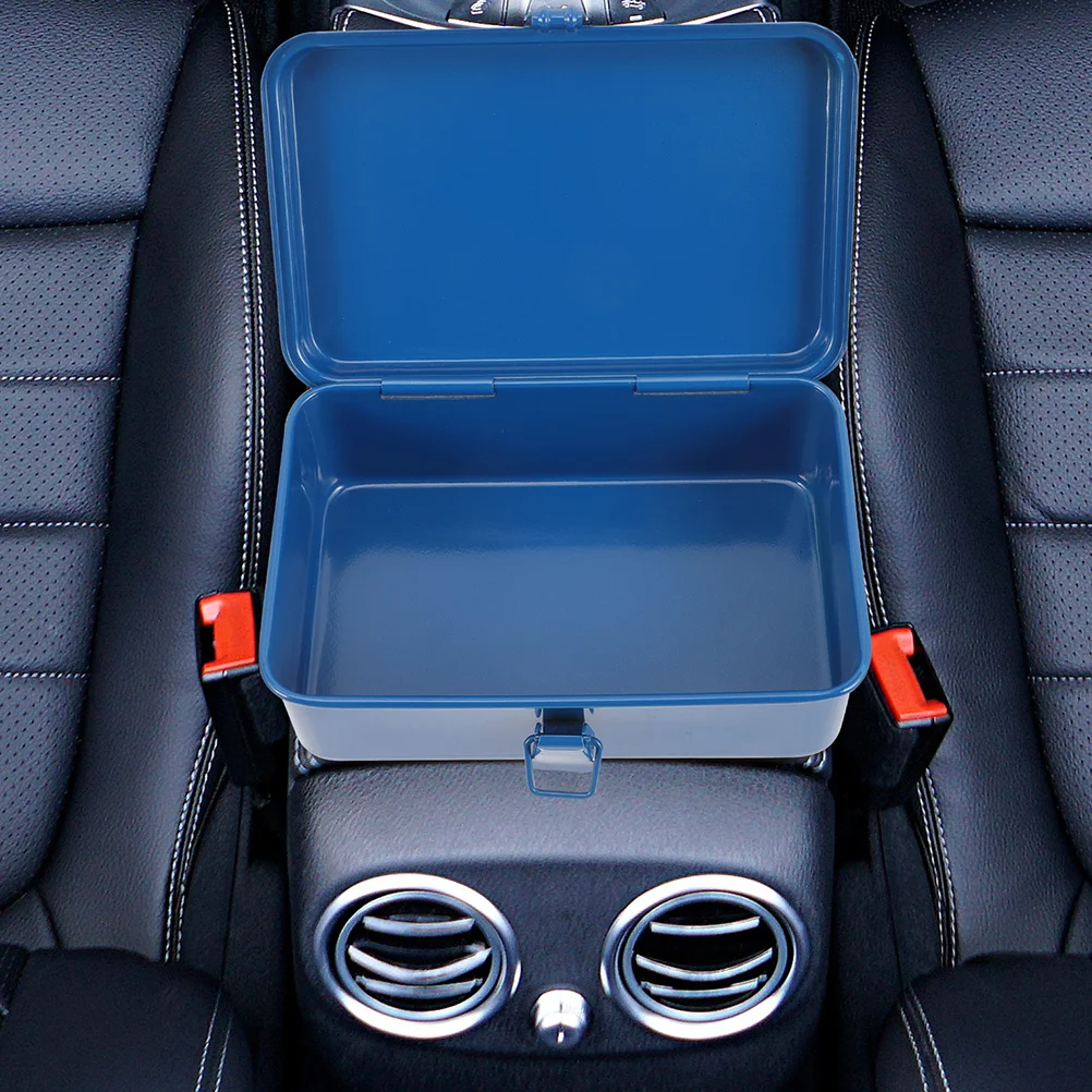 2pcs Metal Tool Box Heavy Duty Iron Sheet Large Capacity Portable For Car Multi Layer Storage Case Durable