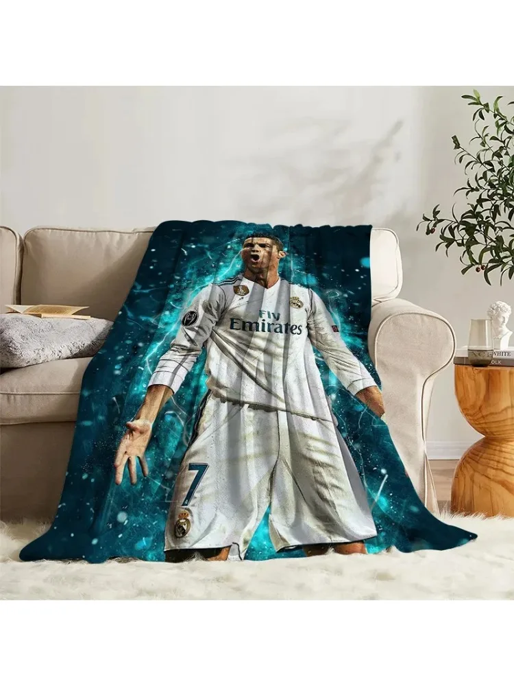 AliExpress Cute Blanket CR7 Ronaldo Sofa Camp Nap Bedspread Soft Bicycle Blanket Fleece Home Textile Birthday Gift Blanket Bedroom Decor