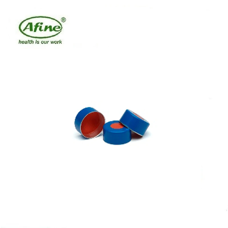 AFINE Agilent 5181-1215 Tampa de crimpagem de alumínio azul, 11 mm, PTFE/gomma vermelha Septa, 100/pk