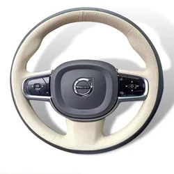 Hand Stitched Non-slip Car Steering Wheel Cover for Volvo XC60 XC90 XC40 V90 S90 S60 Custom Genuine Leather Car Interior