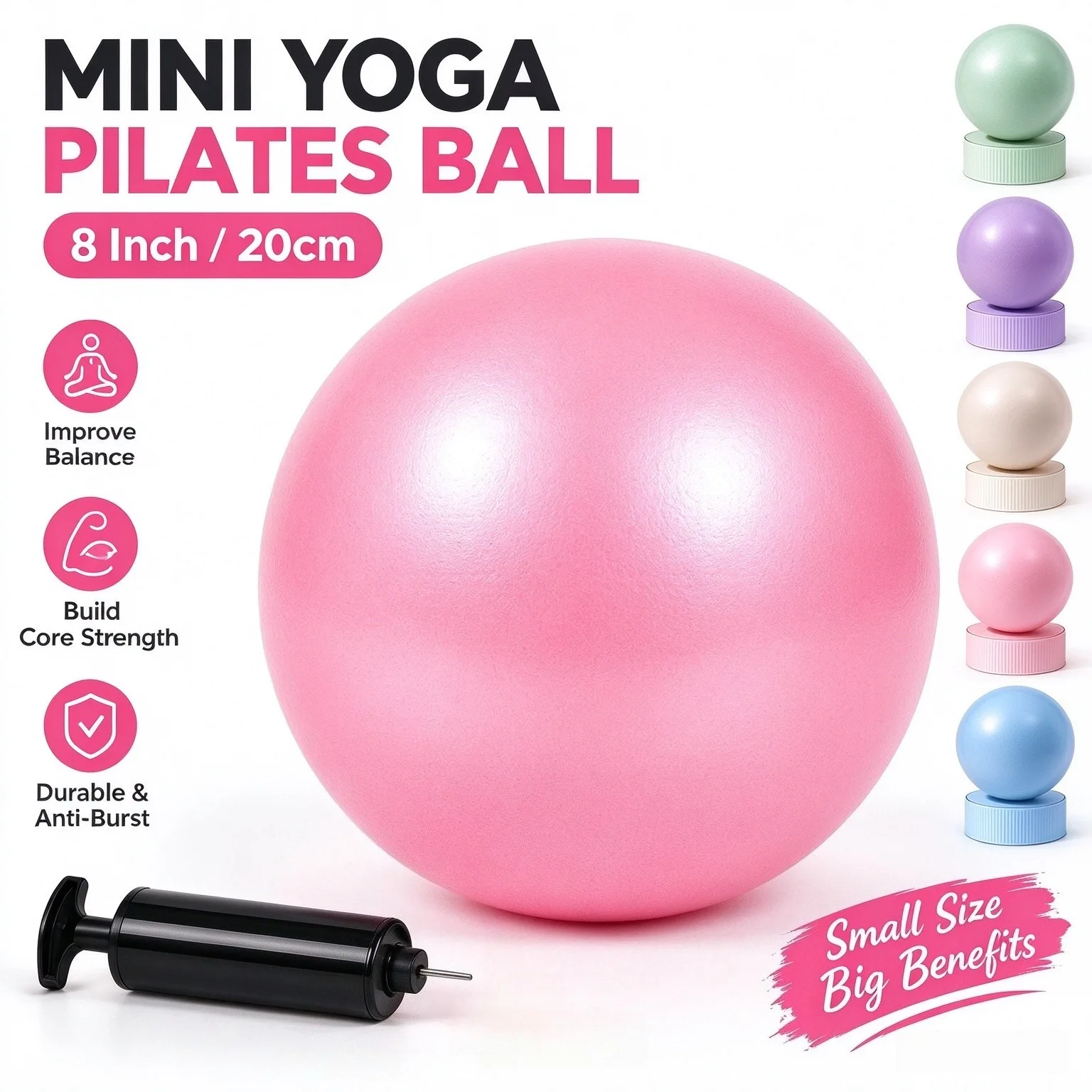 Small Yoga Pilates Ball Anti-Burst Inflatable Exercise Ball Postpartum Recovery Core Stability Training Fitness Equipment