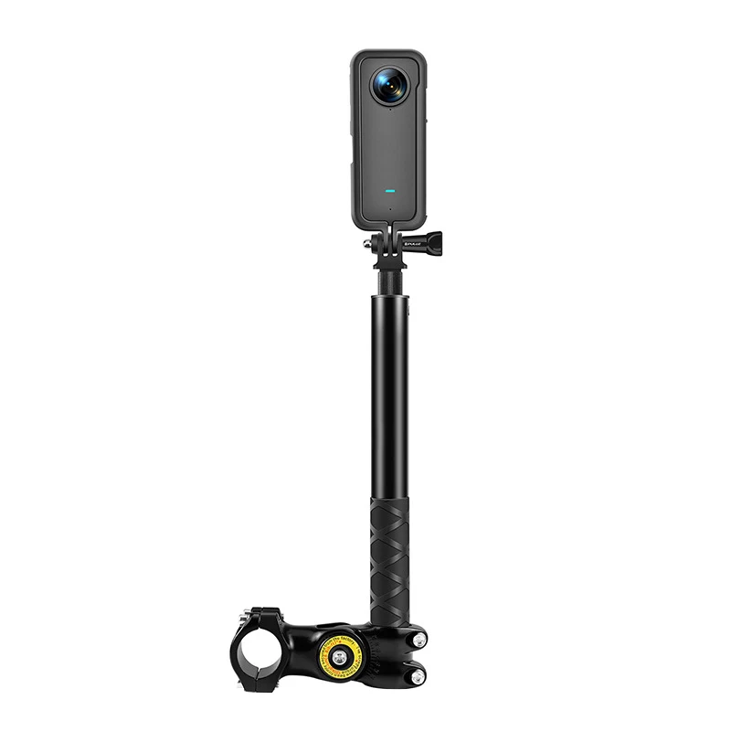 PULUZ Selfie Stick Motorcycle Bicycle Handlebar Fixture Mount Bracket Adapter Monopod Stand for Insta360 DJI GoPro Action Camera