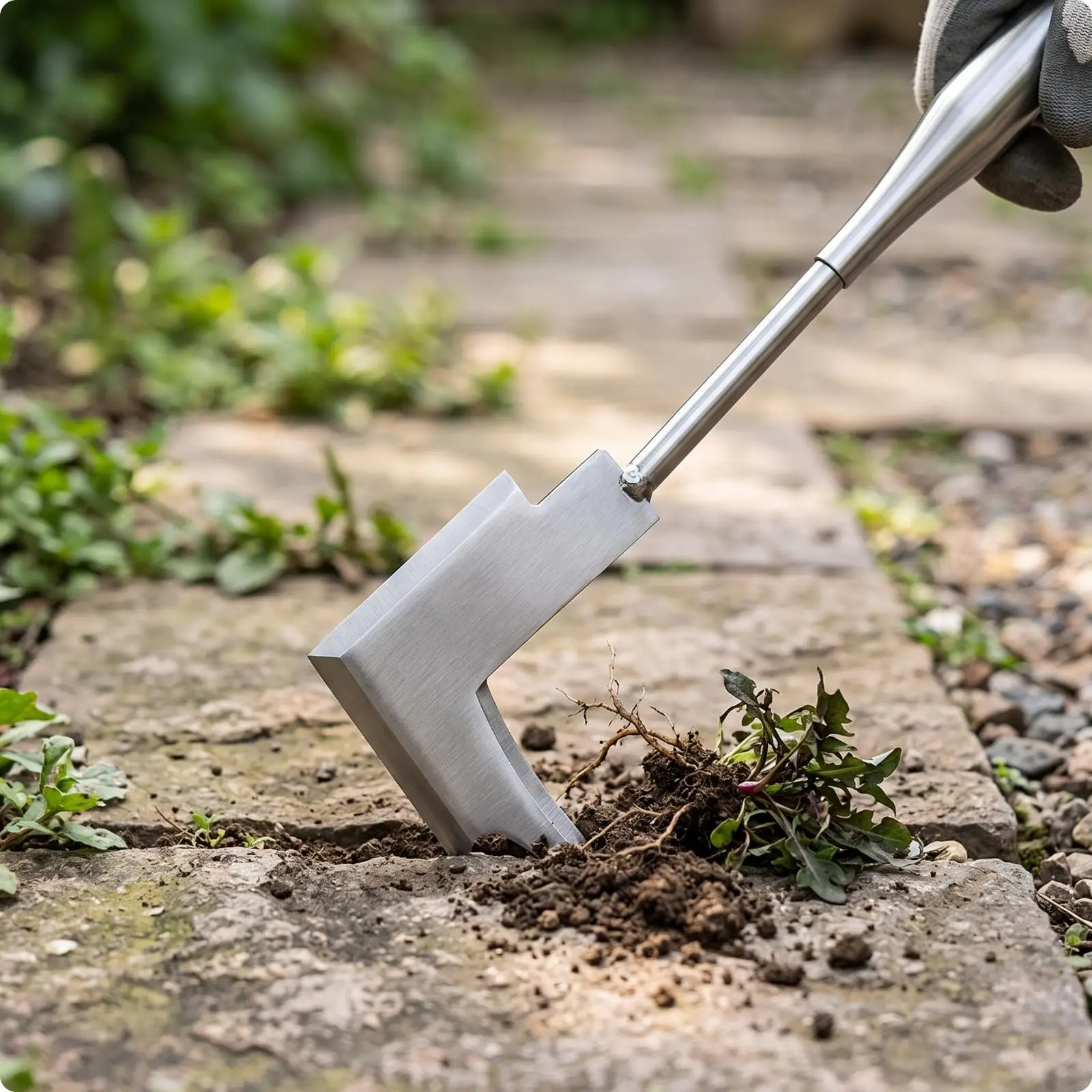 Garden Crevice Weed Scraper Tool Stainless Steel Pointed Head for Paving Stone Gaps Floor Tile Joints Patio Walkway Cleaner