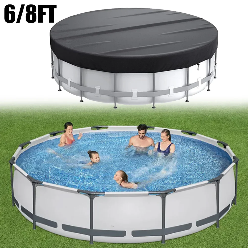 10 Ft Round Pool Cover Heavy Duty Winter Pool Cover Protector Black  PE Tarp For Waterproof And Dustproof Pool Accessories