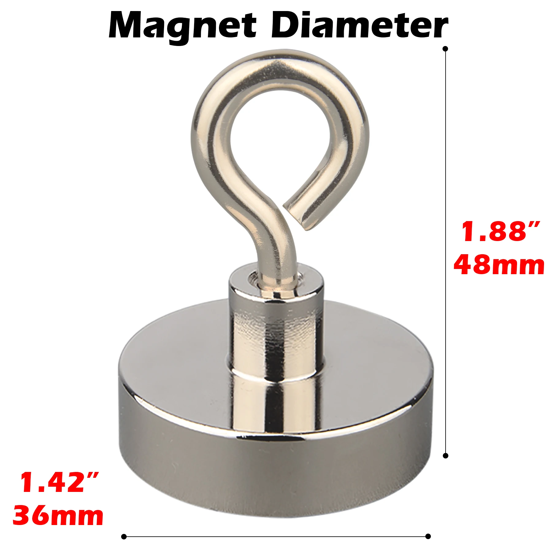 120 lbs Pulling Force Fishing Magnet Rare Earth Magnet,Super Strong Round Magnet for Sweeping Picking Retrieving Metal Tools