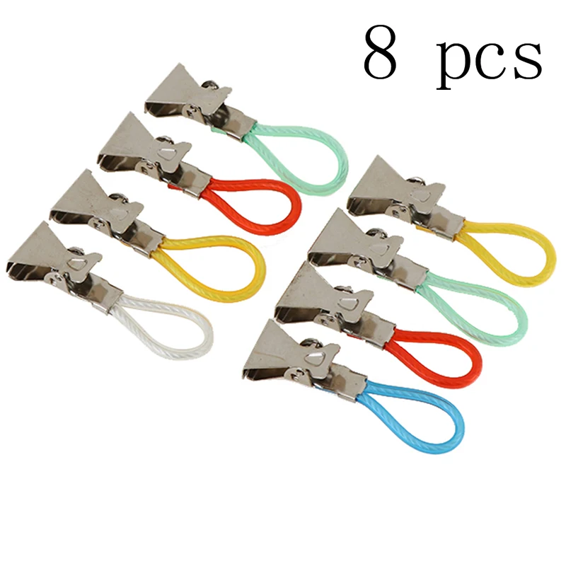 8 Pcs Towel Hanging Clips Clamps Braided Multipurpose Metal Hook Kitchen Bathroom Storage Tea Towels Clips Sock Clothes Hanger