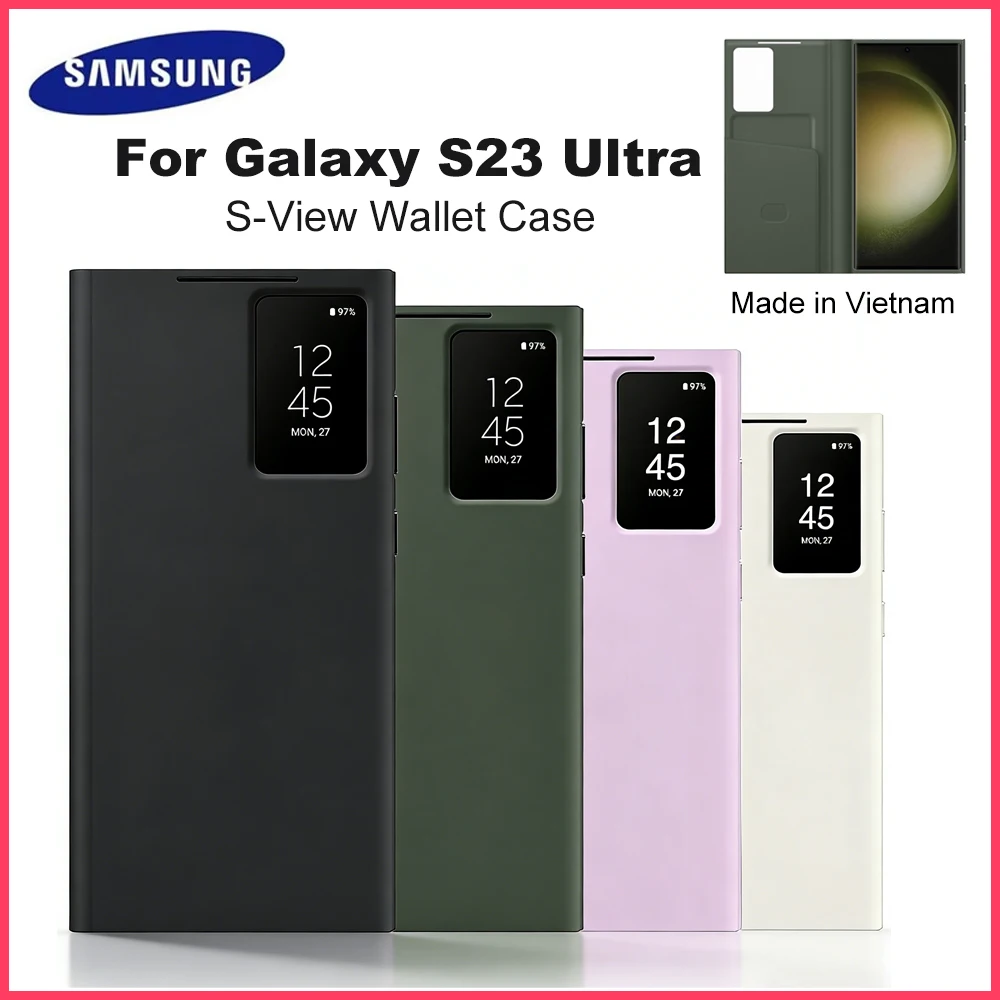 Origina For Samsung Galaxy S23 Ultra S-View Wallet Case For Samsung S23Ultra (6.8") Smart Flip phone case Smart Clear View Cover
