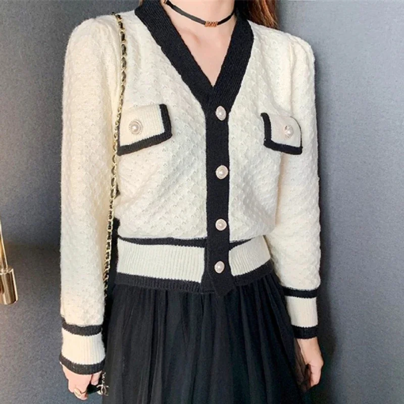 Work Jumpers Autumn Winter Cardigan Long Sleeve Pearls Sweater Women Spring Y2k Spring 2023 Button Sweaters Y2k Pullovers