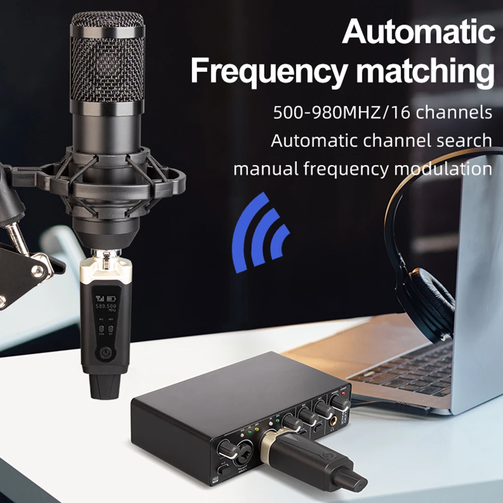 Wireless Microphone System UHF Wireless XLR Transmitter and Receiver 1000mAh HD Display Screen for Condenser Dynamic Microphone