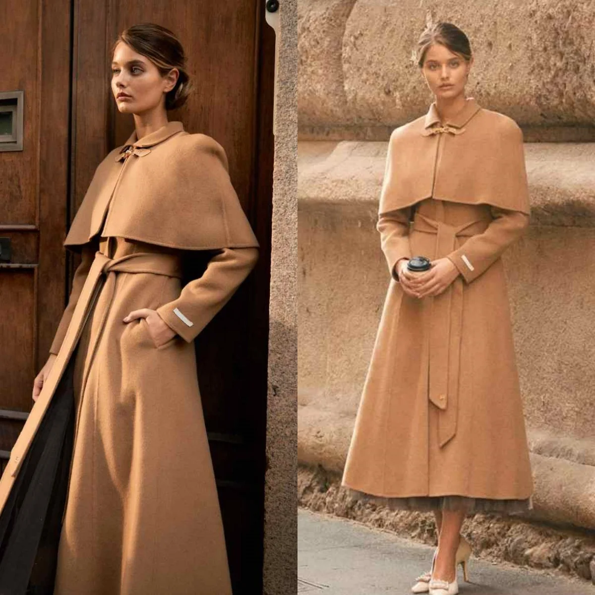 

Elegant Women Long Overcoat Detachable Wraps Office Ladies Work Customized One Piece Customized Winter Coat