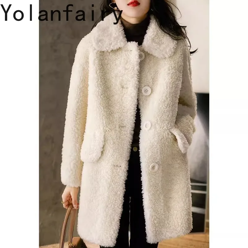 

Lamb Fur Coat Women's Winter Jacket 2023 100% Granular Wool Warm Sheep Shearling Real Fur Coats for Women Clothing Fashion FCY