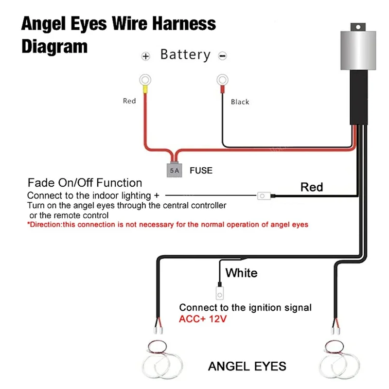 Angel Eyes  Rings LED Relay Wiring Harness Kit For BMW E46 E36 E38 E39 E90 E53 E60 E61 E83 CCFL W/ Fade-on Fade-off Features