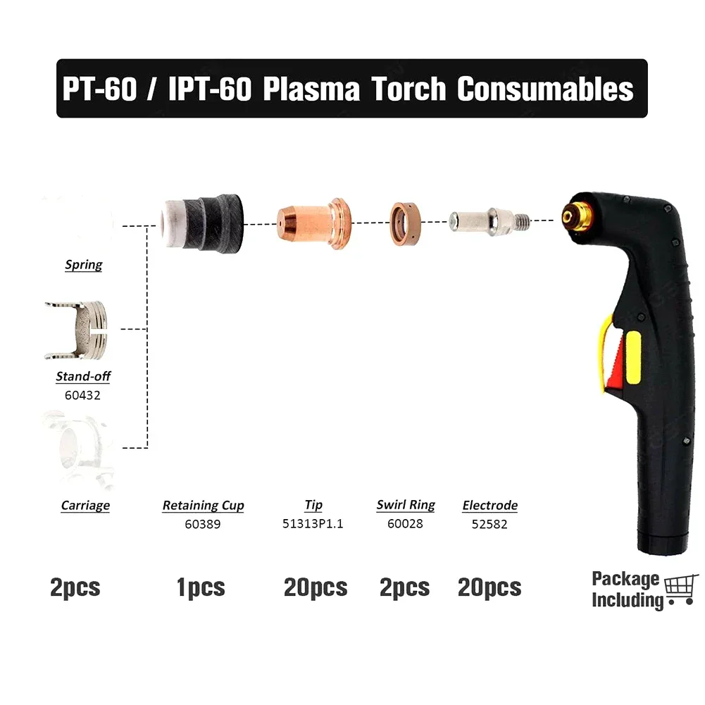 

Brand New Plasma Electrode Tip PT-60/Portable Tools Torch Useful Welding 1.1mm 45 Pcs/set Cutter Consumables