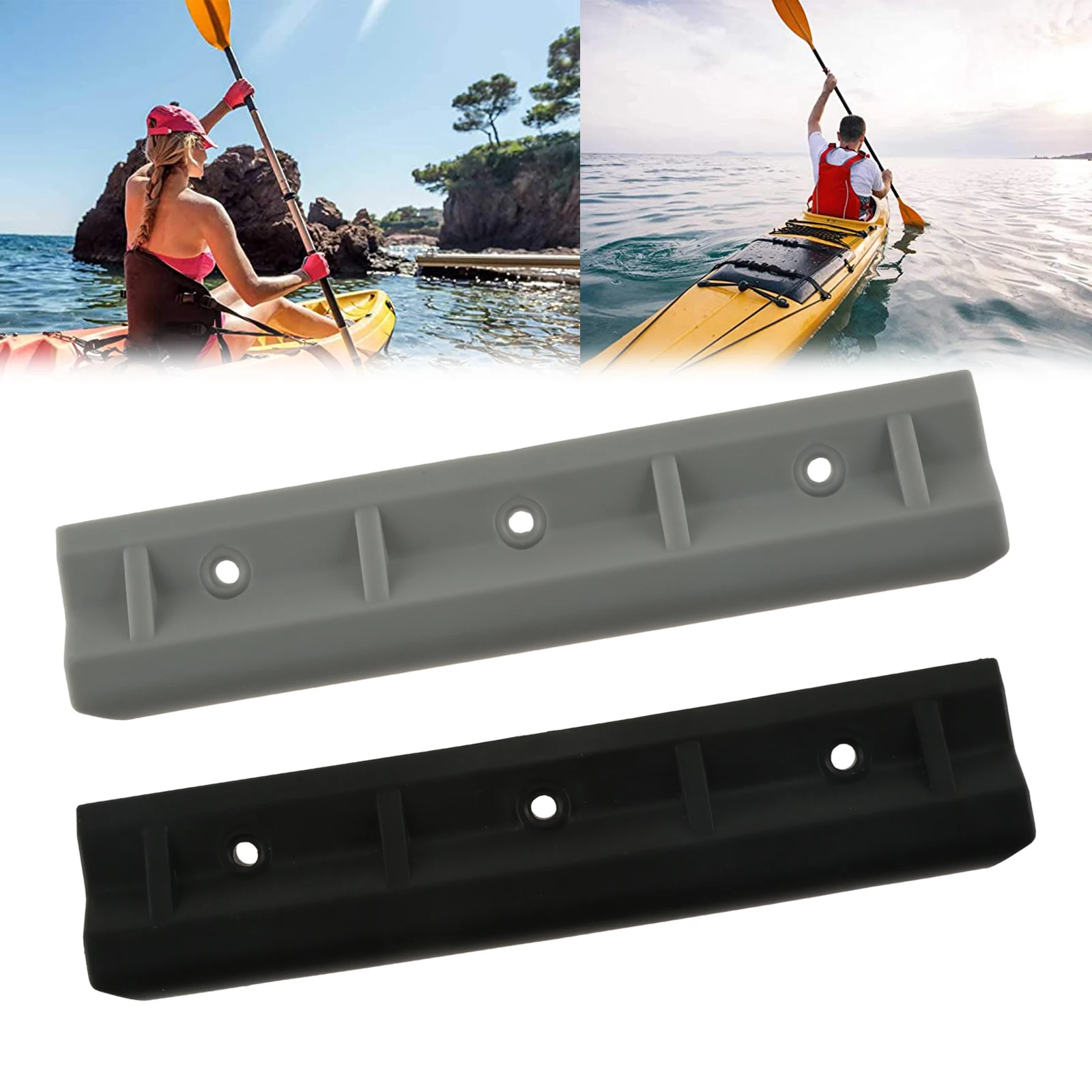 2Pcs Kayak Boat Hook Clip Bracket Inflatable Rubber Dinghy Raft Yacht Kayak Clip Bracket Gray/Black Kayak Rowing Boat Accessory