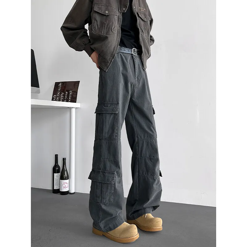 LAPPSTER 100% Cotton Y2k Streetwear Pockets Baggy Cargo Pants Korean Joggers Tactical Pants Free Shippping Vintage Stacked Pants