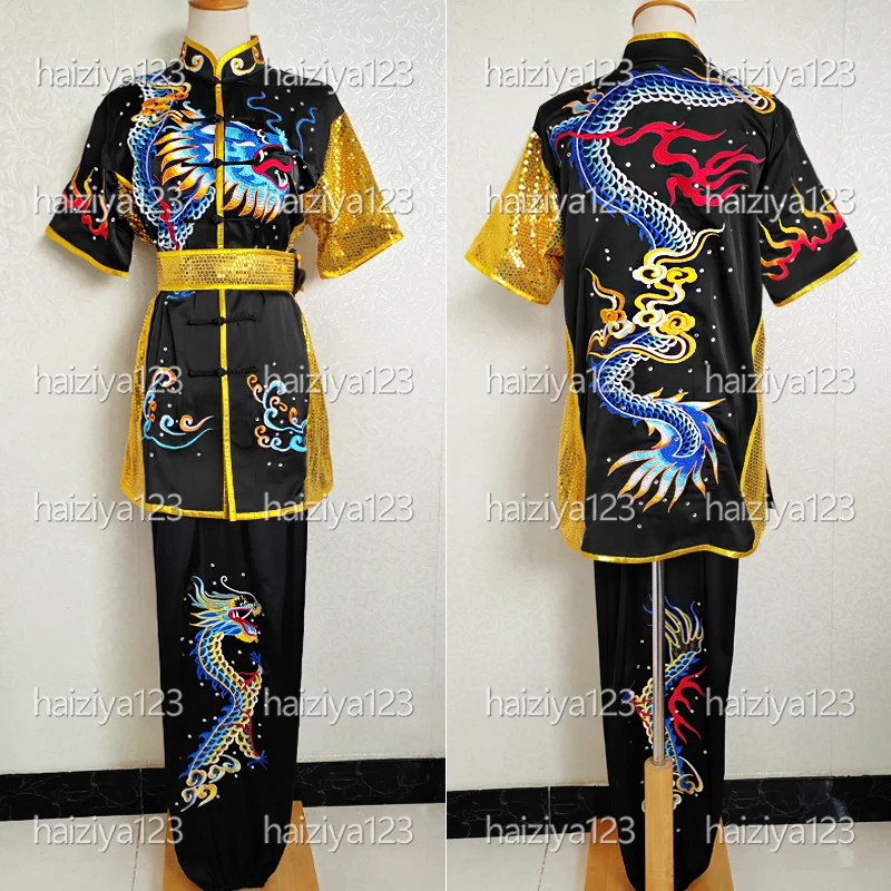 

Embroidered dragons Wushu uniform Kungfu clothes Martial arts suit Changquan outfit for male female girl boy kids adults unisex