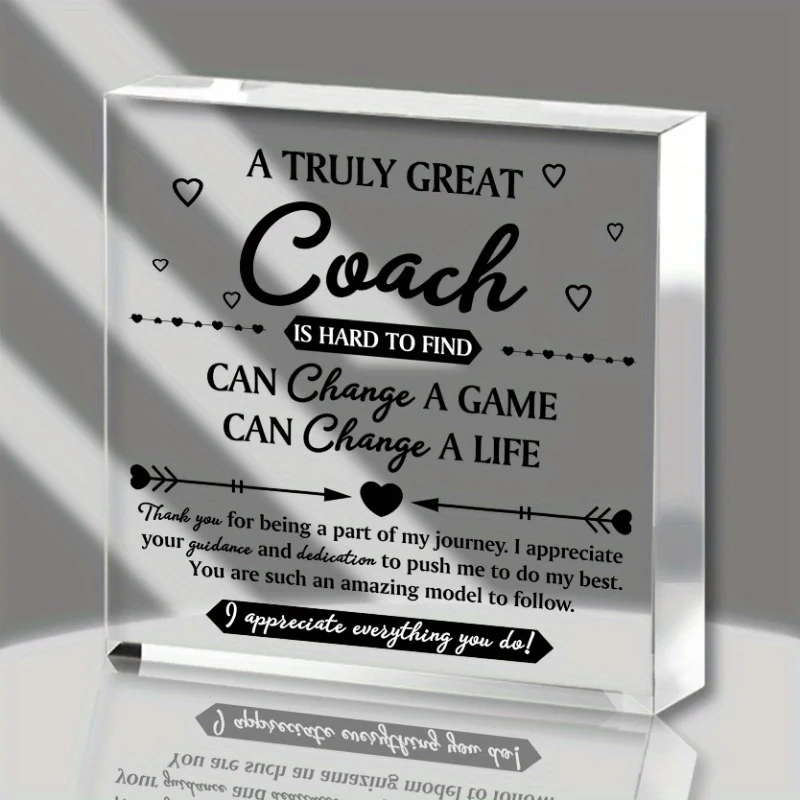 Sports Coach Acrylic Gift: Thank you sign, cute desk decor – ideal for baseball/basketball/soccer/hockey coaches, home use.