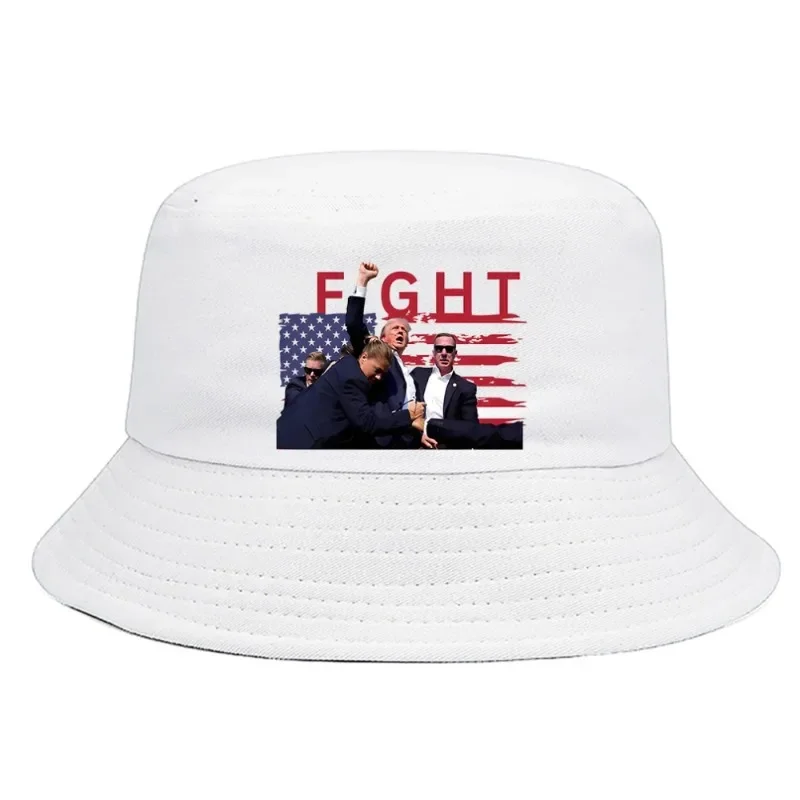 Trump Shot Fight 2024 Election Bucket Hat Summer Woman Foldable Bucket Hat Man Cool Unisex Outdoor Sunscreen Fishing Hunting Cap