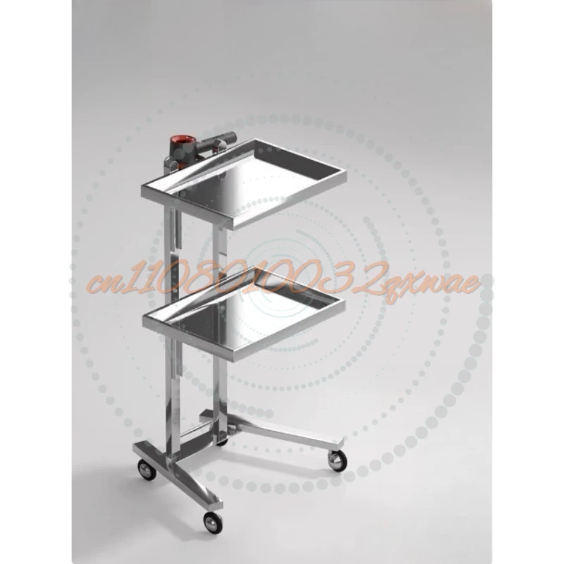 Stainless Steel Foldable Tool Cart Beauty Salon/Barber Shop Trolley Storage Workbench Supermarket 2-tier Tool Cart