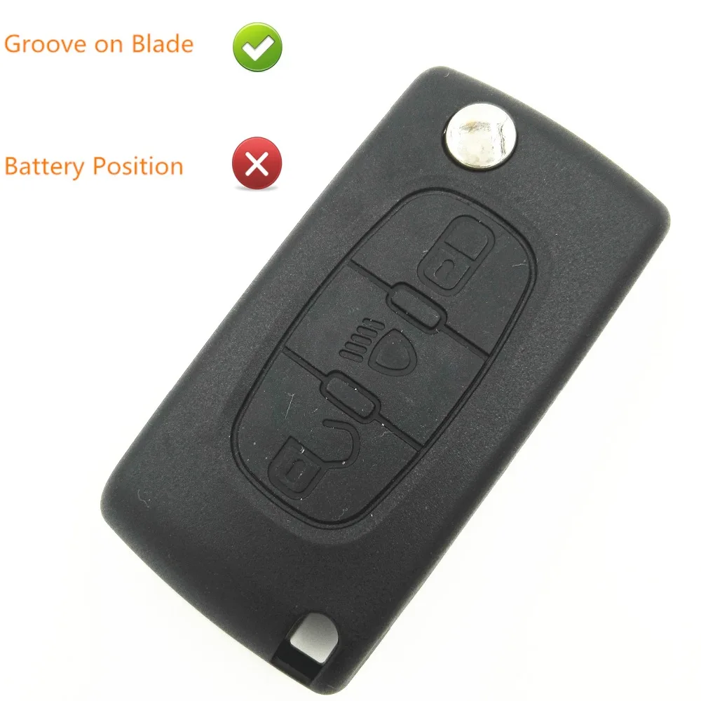 3 Buttons Flip Blank Key Light Button No Battery Position Blade With Groove on  For Citroen C2 C3 C4 C4L C5  Shell Cover