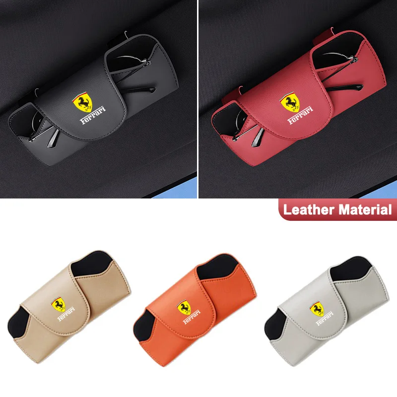 Estuche para gafas Interior de coche, parasol, soporte para caja de gafas de sol para Ferrari SP1 812 F40 F12TDF SF90 458 488 599 612 FF F12, accesorios