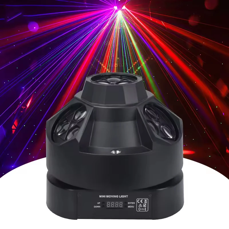 4 Head Bee Eye Beam Lighting Moving Head Full Color RGBW DMX 512 DJ Disco Party Holiday Christmas Bar Club Wedding Show Lights