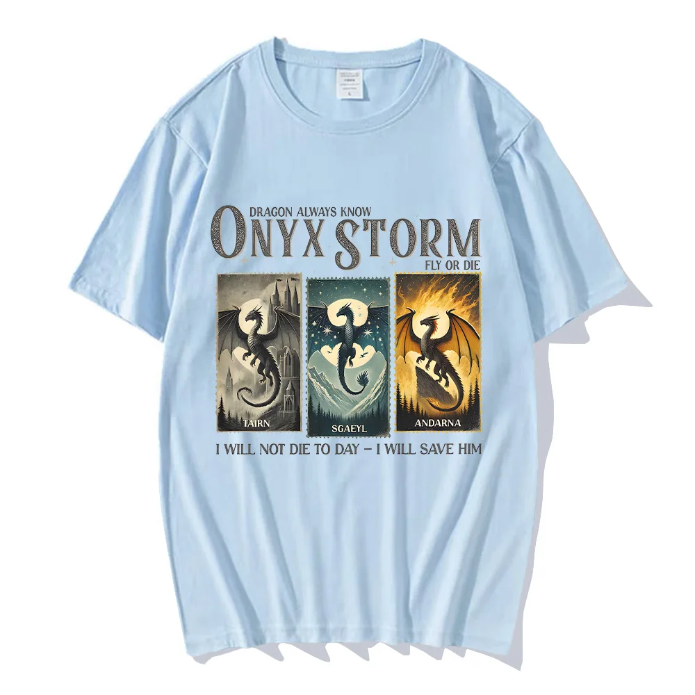 Onyx Storm Cotton Tshirt  Violet Sorrengail Fourth Wing T-shirt Onyx Storm Dragons I Will Save Him Clothes Unisex Summer Y2K Tee