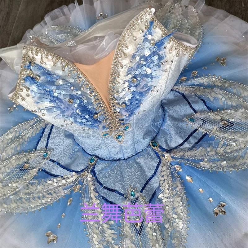 Professional Exclusive Custom Size 12 Layers Kids Girls Women Adult Sparkle Performance Wear Graliant Blue Ballet Tutu Costumes