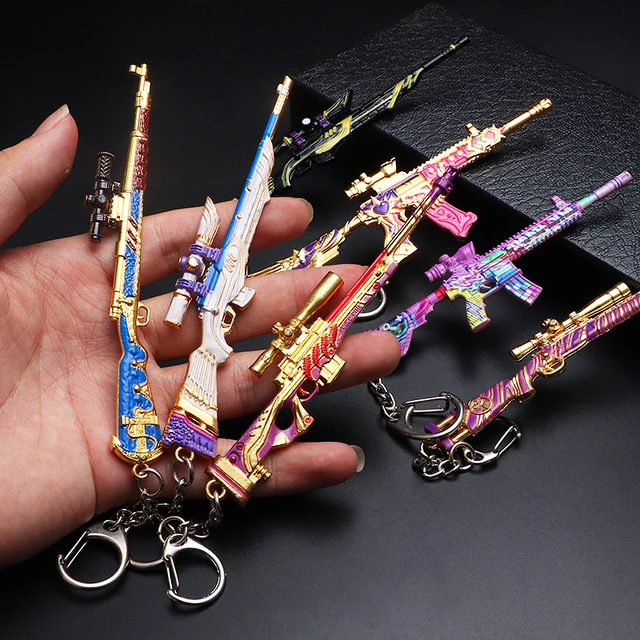 PUBG CSGO Mini Mauser M4A4 Weapon Model Pendant Keychain For Men CS GO M762 M1896 P911 Metal Key Ring Fans Collectible Jewelry AliExpress