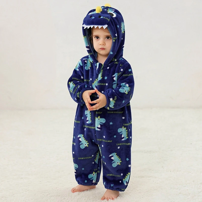 Halloween Costume Baby Romper Cute Animal Dog Baby for Boy Girl Cartoon Cosplay Flannel New Born Baby Jumpsuit Outfit