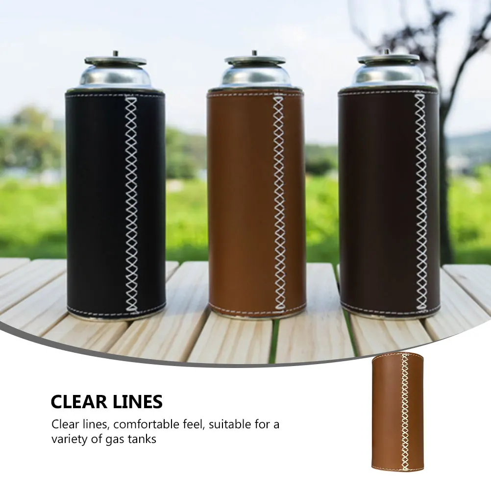 

Protective Cover for Gas Tank Brown Long Size Outdoor Camping Travel Canister Material Anti Collision