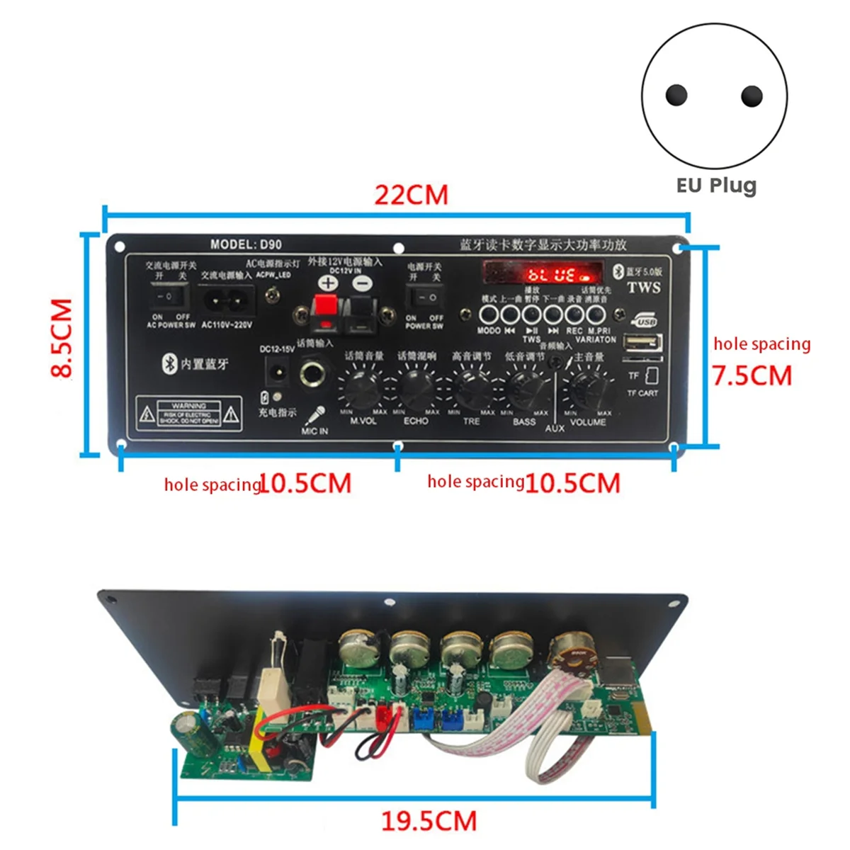 جديد D90 12 فولت سيارة بلوتوث مكبر للصوت مجلس AUX المدخلات لمكبر الصوت مضخم الصوت الصوت أمبير الاتحاد الأوروبي التوصيل