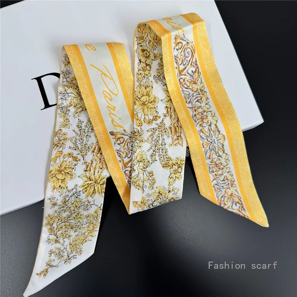 النسخة الكورية من التارو جديد ريترو نبات زهرة المرأة الزخرفية غاسل تعادل حقيبة الشريط وشاح صغير بالجملة وشاح للنساء