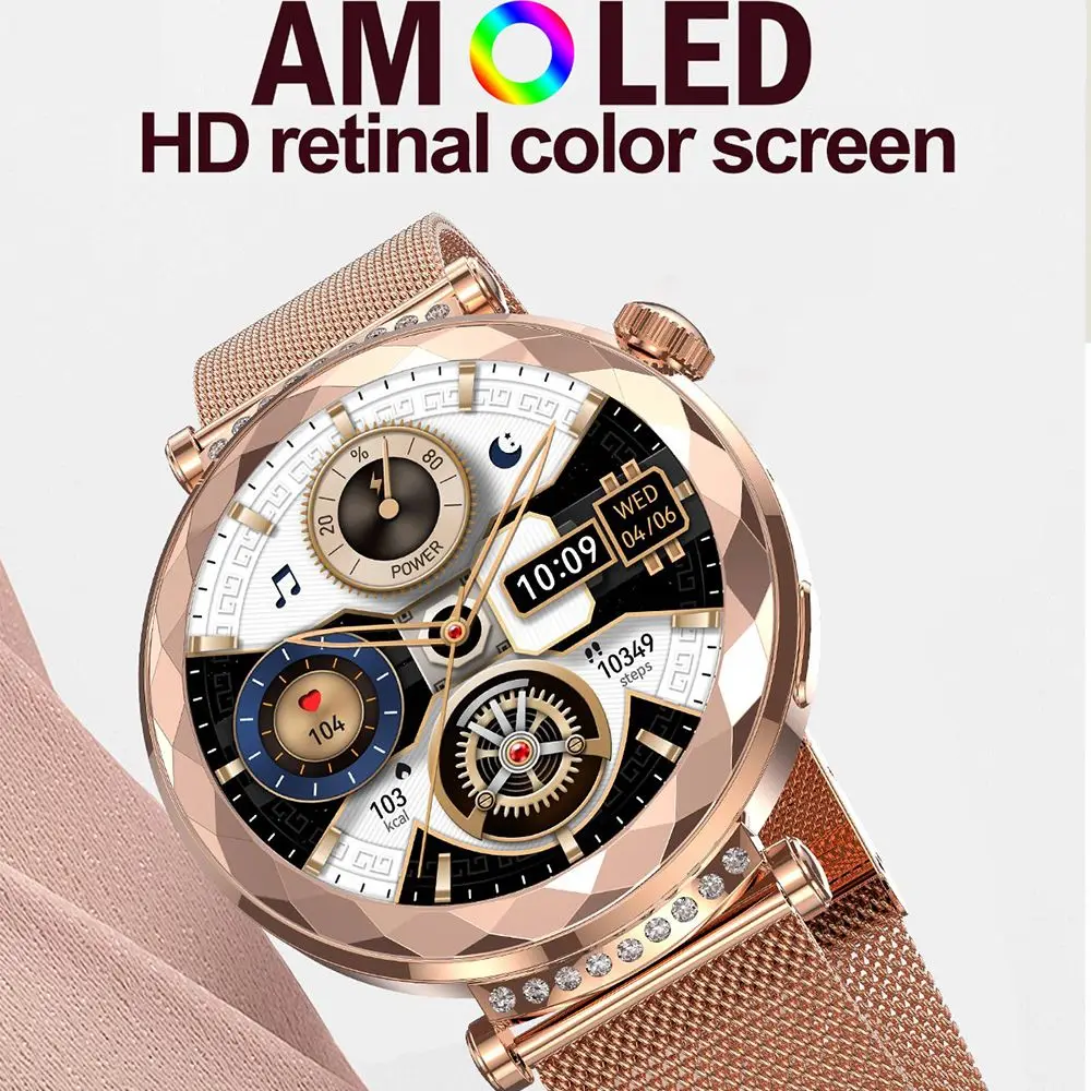 Smart Watch 4 Mini Women AMOLED HD Screen Always Online Clock Bluetooth Wireless Calling Women Health Monitoring Smartwatch 2025