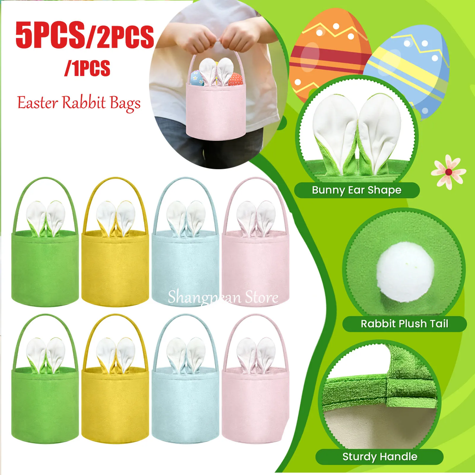 

5pcs/1/2pc Velvet Easter Rabbit Bags New Pattern Cute Candy Bags Wedding Birthday Party Decoration Easter Basket Decorations