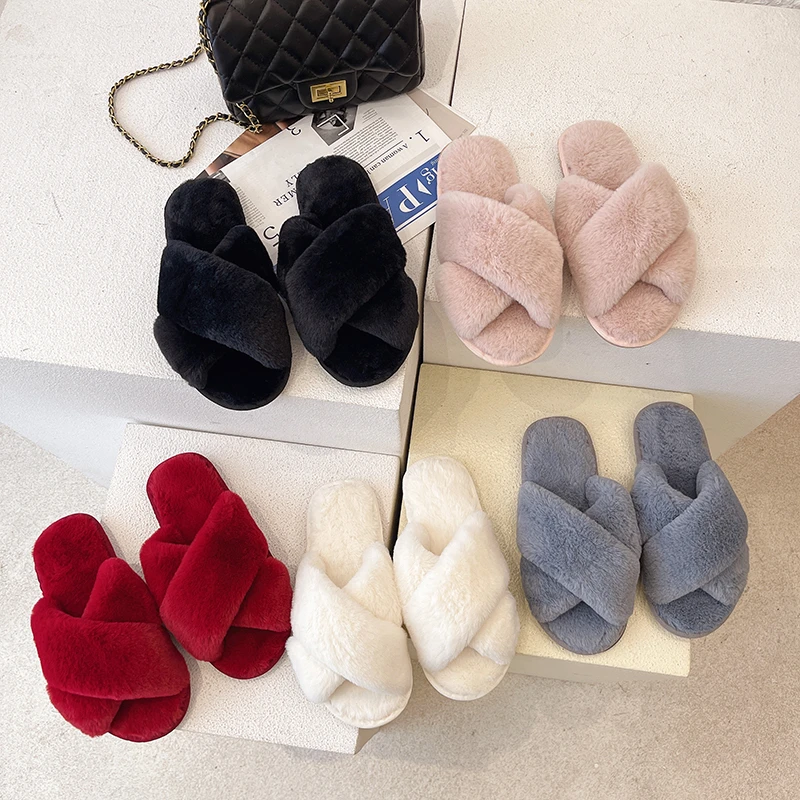 Winter new flat bottomed indoor women's cotton slippers