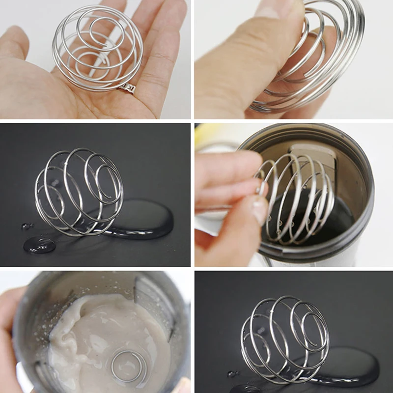 스테인레스 밀크 쉐이크 단백질 쉐이커 볼 와이어 믹서, 믹싱 스프링 볼, 믹싱 볼, 주방 도구, 1 개