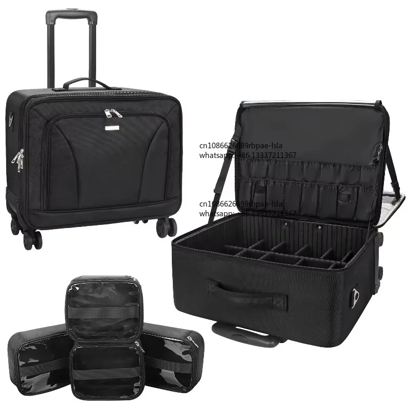 Large vanity case, trolley travel vanity case, large capacity makeup artist storage box