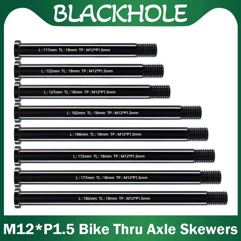 Oś przelotowa rowerowa M12 o rastrze 1.5mm do rowerów MTB i szosowych, szybkozamykacz osi koła, oś do naprawy ramy i widelca rowerowego.