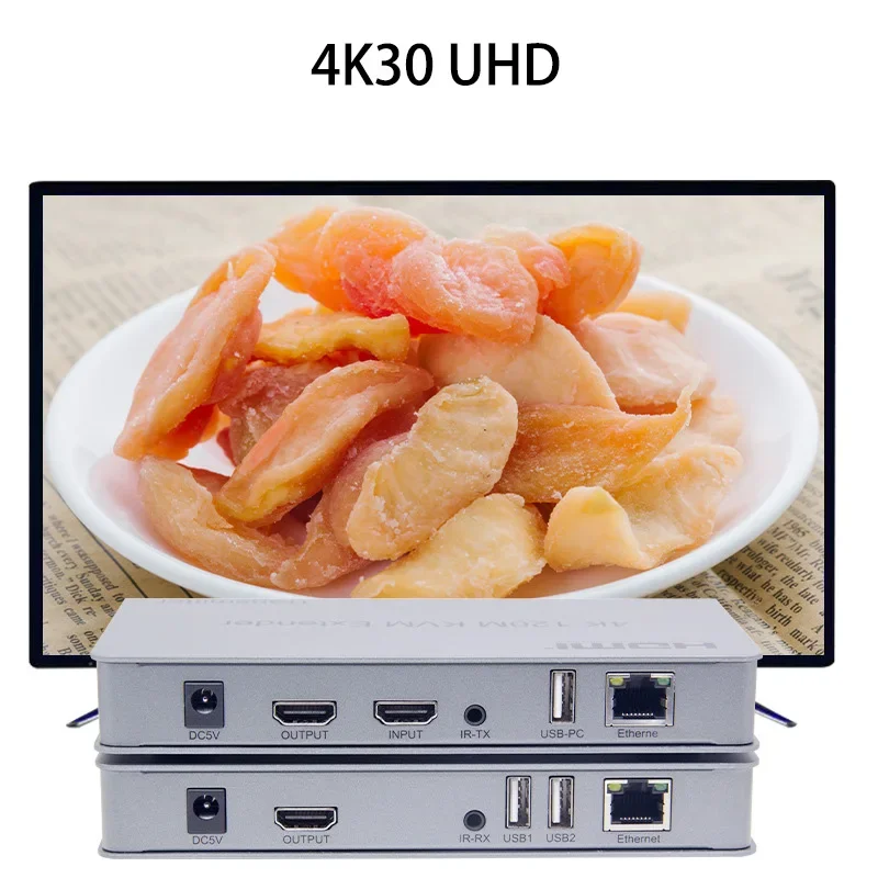 

4K 120M HDMI KVM-удлинитель через RJ45 Cat5e Cat6 Ethernet-кабель Аудио-видео передатчик и приемник Поддержка ПК USB-мышь Клавиатура