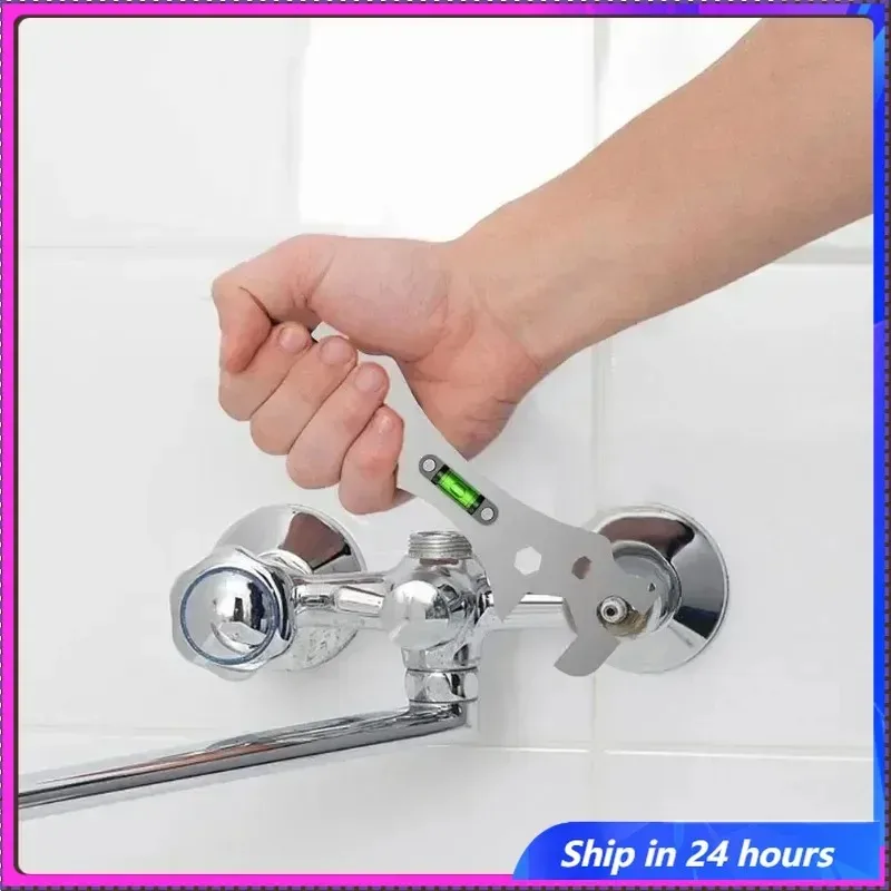 

Shower Wrench Level Tool Multifunctional Stainless Steel With Bubble Level Bathroom Angle Wrench For Shower Faucet Installation