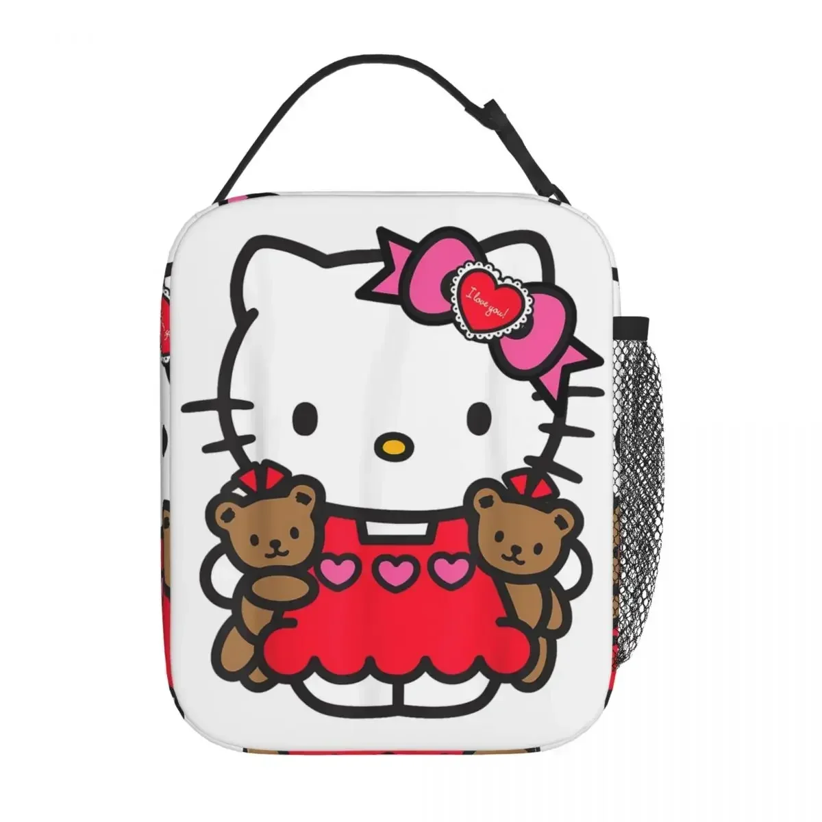 Hello Kitty Valentine Teddy Bear Insulated Lunch Bag Cooler Bag Lunch Container Leakproof Lunch Box Tote Girl Boy Beach Picnic