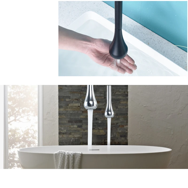 Torneira de Água do Banheiro com Gota em Forma de Plet Torneira Suspensa de Teto Todo o Lavatório de Cobre Comprimento Personalizável Quente e Frio