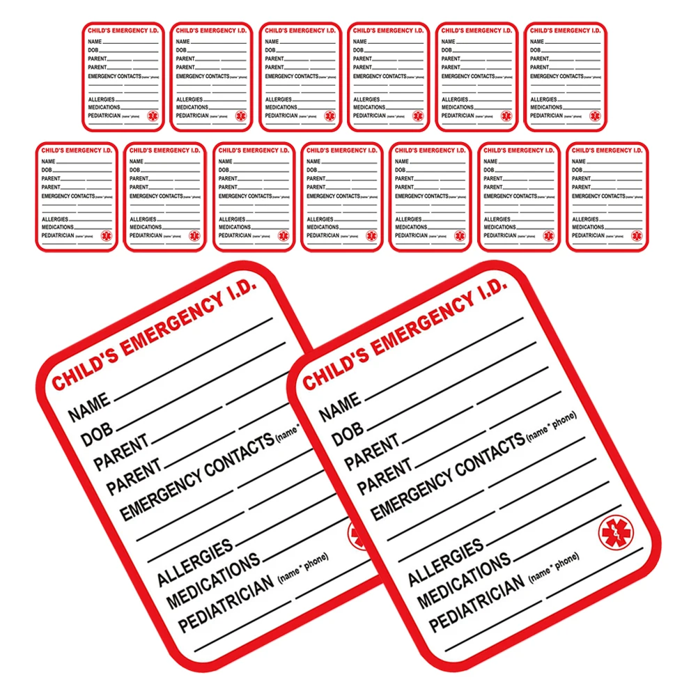 

15 Pcs Child Seat Label Car Stickers for Emergency Info Tag Copper Plate Labels